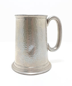 Vintage Hammered Metal Pewter Beer Tankard