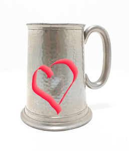 Vintage Hammered Metal Pewter Beer Tankard