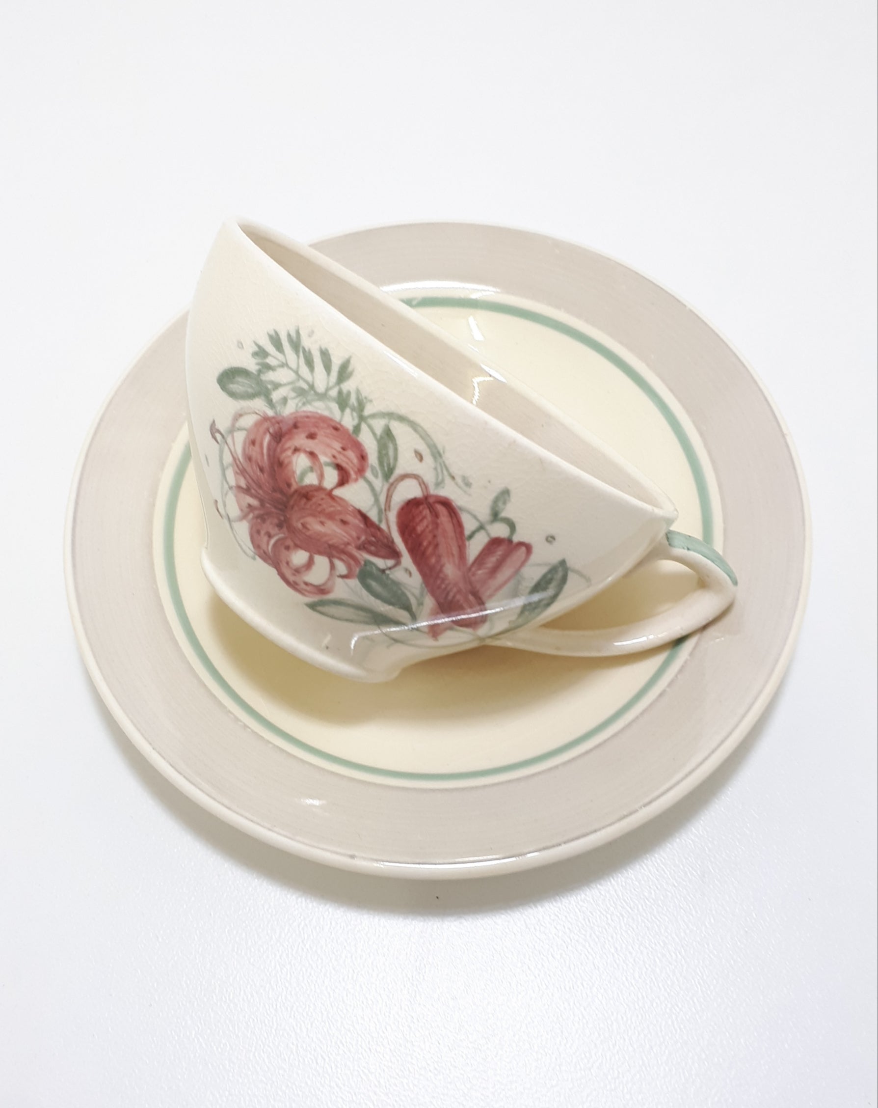 Susie Cooper Tea Duo (Cup & Saucer) –Tiger Lily Pattern