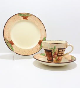 Vintage Cottageware – Set Of 4 Burlington Ware (John Shaw & Sons) Tea Trios – Cup, Saucer & Tea Plate