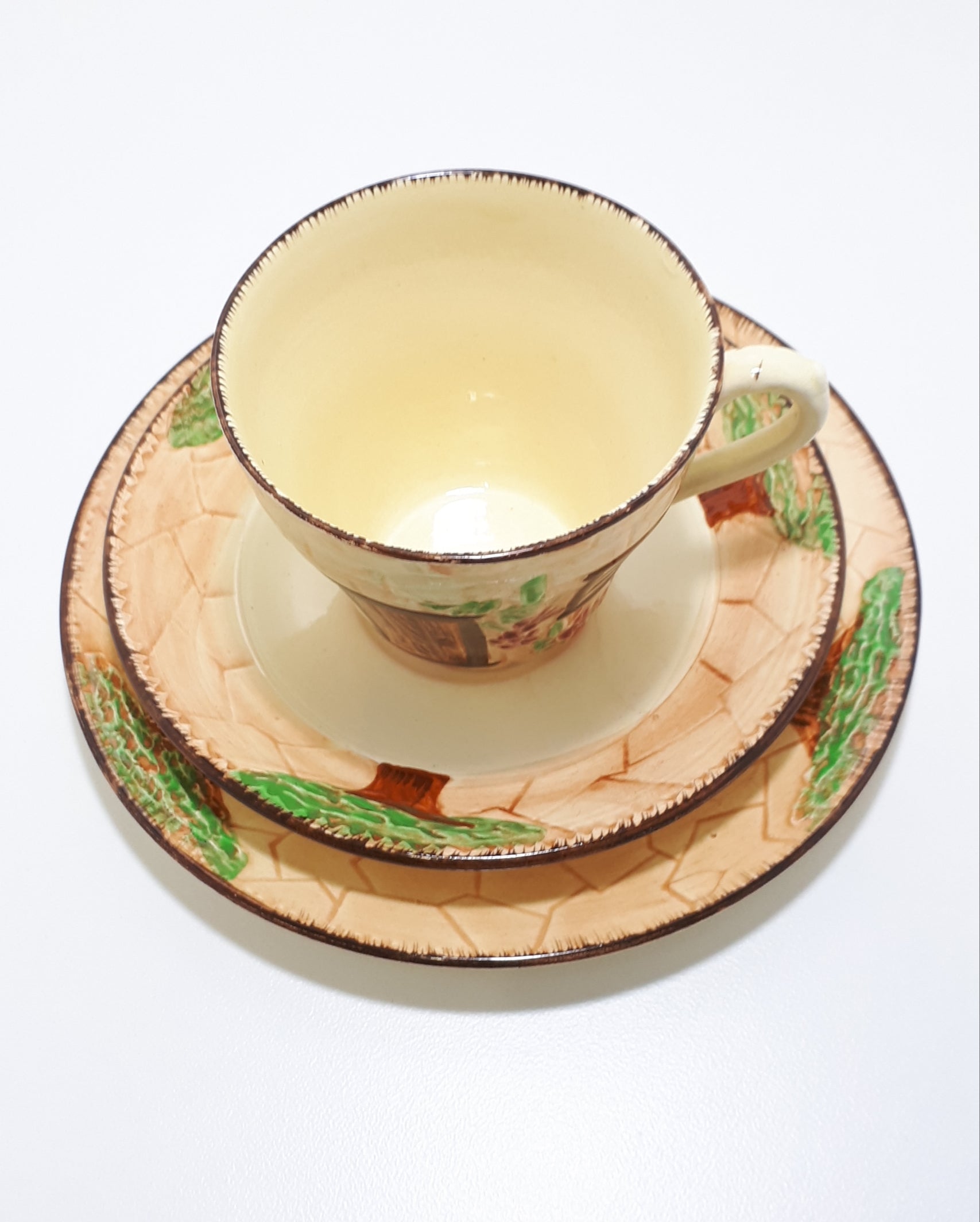 Vintage Cottageware – Set Of 4 Burlington Ware (John Shaw & Sons) Tea Trios – Cup, Saucer & Tea Plate