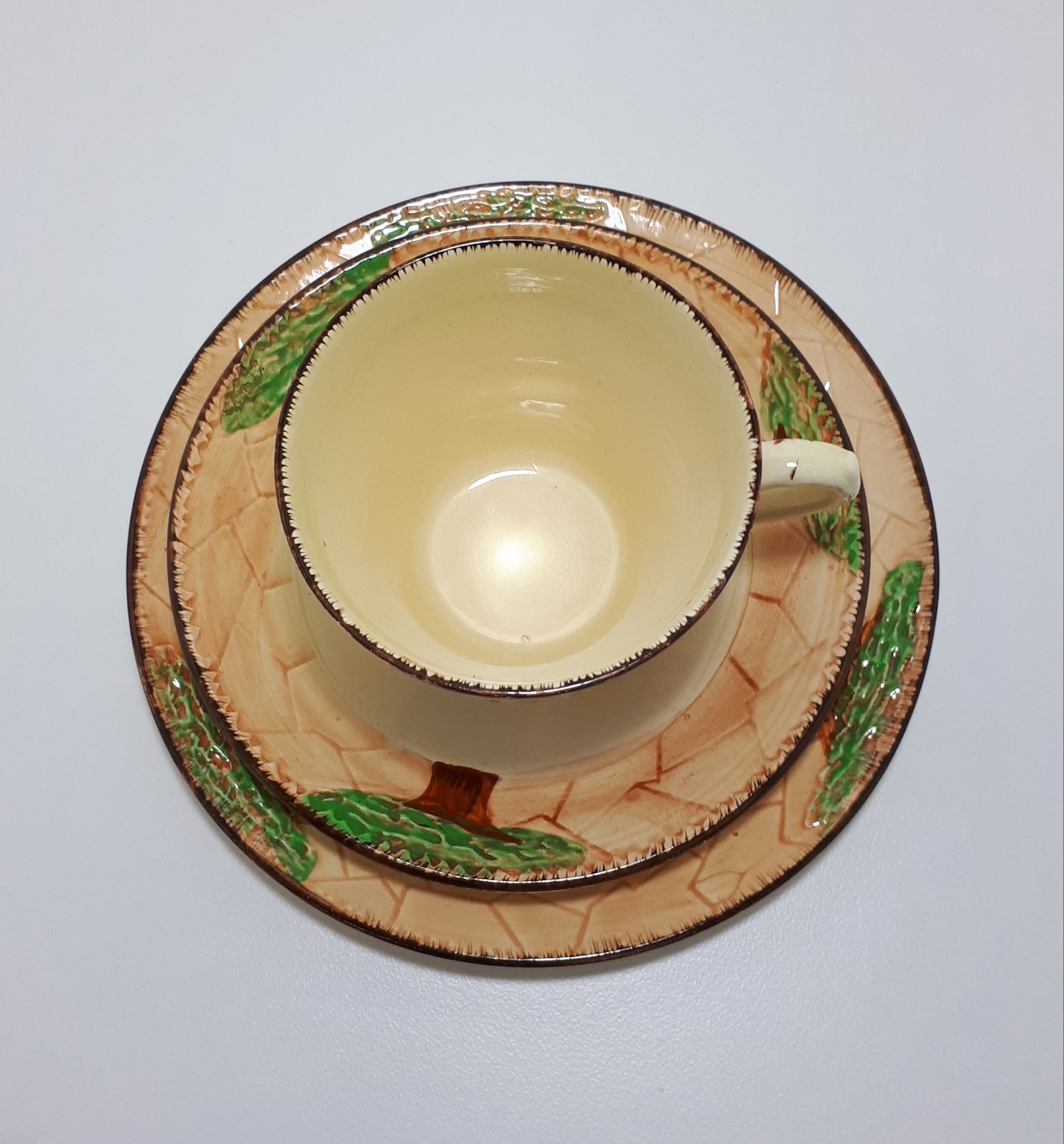 Vintage Cottageware – Set Of 4 Burlington Ware (John Shaw & Sons) Tea Trios – Cup, Saucer & Tea Plate