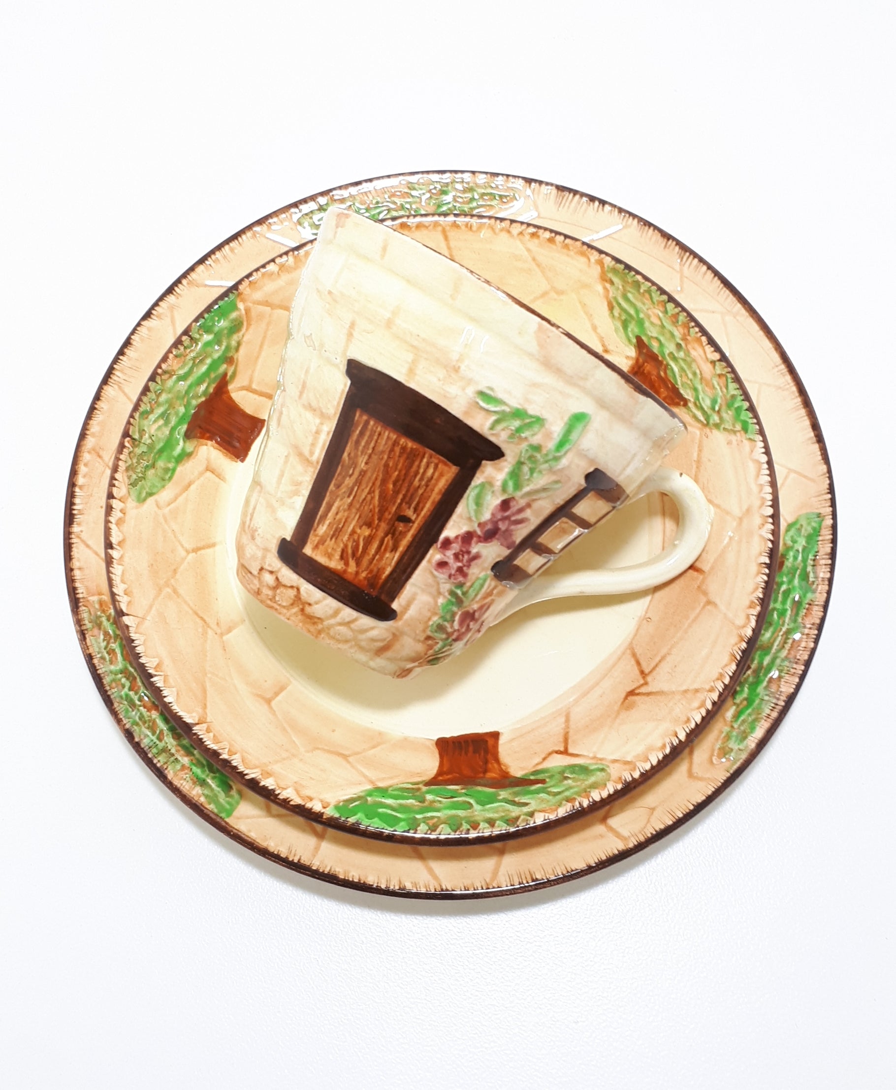Vintage Cottageware – Set Of 4 Burlington Ware (John Shaw & Sons) Tea Trios – Cup, Saucer & Tea Plate