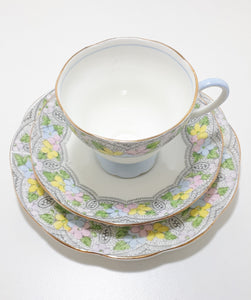 Rare Vintage 1930 – 1940’s Set of Salisbury Fine Bone China Tea Trios (Cups, Saucers & Tea Plates) & Biscuit Plate