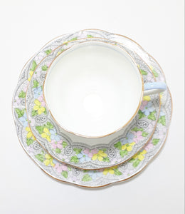 Rare Vintage 1930 – 1940’s Set of Salisbury Fine Bone China Tea Trios (Cups, Saucers & Tea Plates) & Biscuit Plate