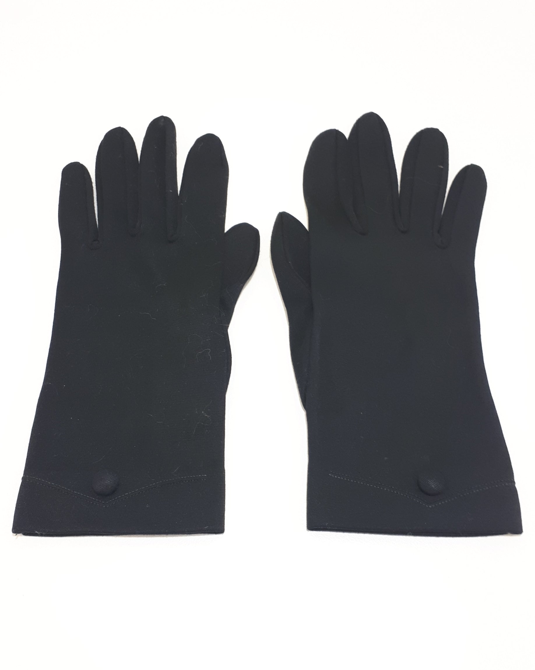 Pair Of Black Vintage Gloves With Button Detail on Wrist