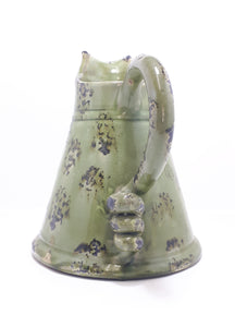 Juniper & Olive Green Glazed Studio Art Pottery Vase With Darker Hand Made Patterning