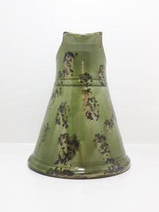 Juniper & Olive Green Glazed Studio Art Pottery Vase With Darker Hand Made Patterning