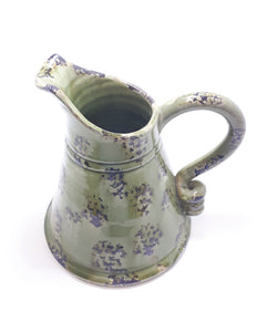 Juniper & Olive Green Glazed Studio Art Pottery Vase With Darker Hand Made Patterning