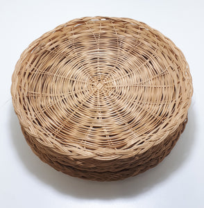 Vintage Set Of 8 Wicker Craft Under Plates
