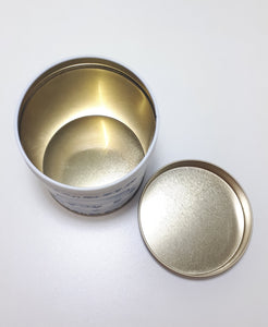 Collectable Blue & White Tin With Tea Cup & Flower Decoration