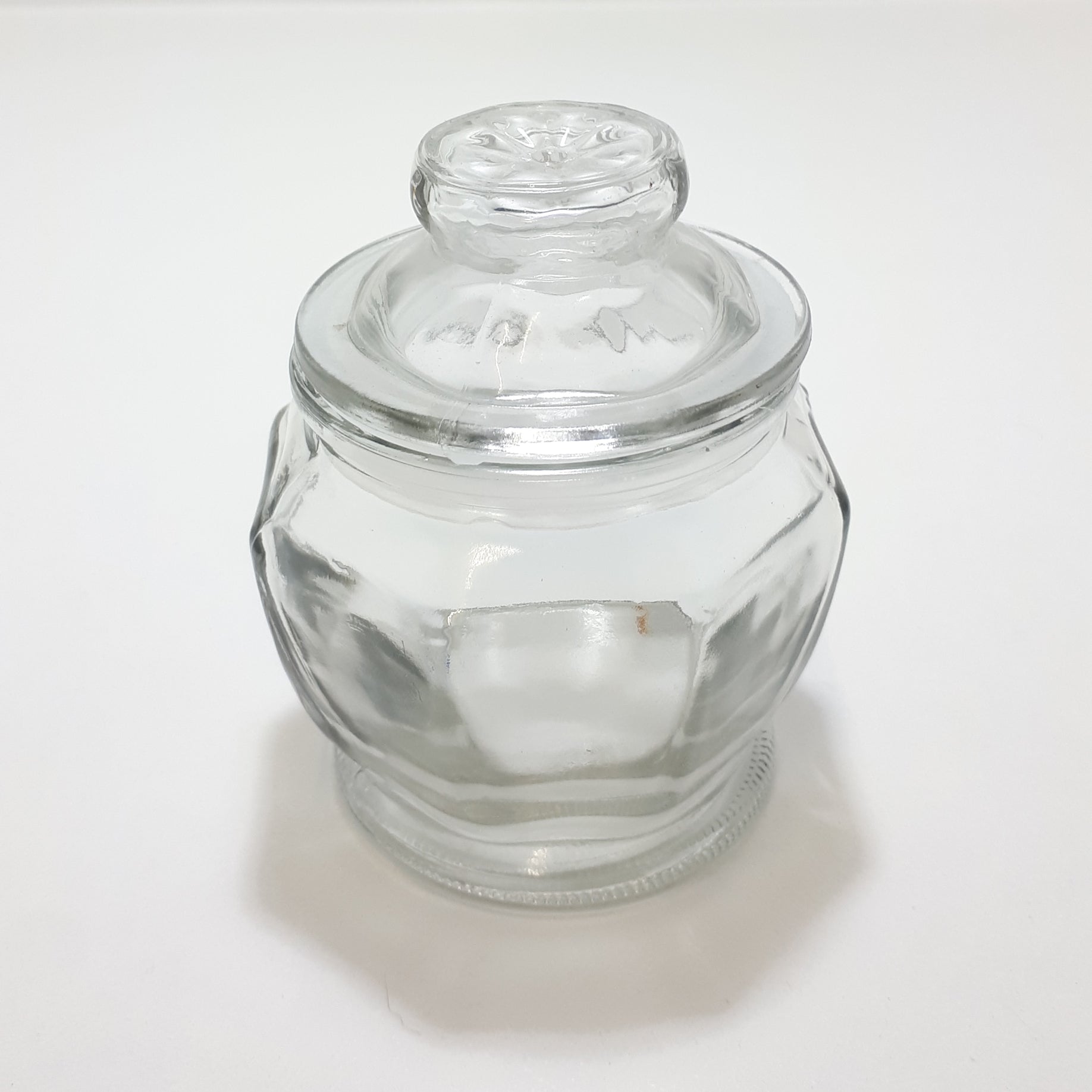 Small Clear Glass Storage Jar With Airtight Lid
