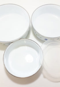 Contemporary Enamel Storage Bowl Set With Plastic Lids