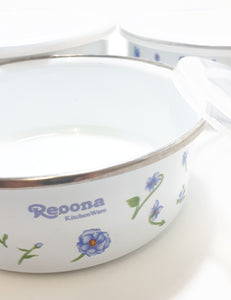 Contemporary Enamel Storage Bowl Set With Plastic Lids