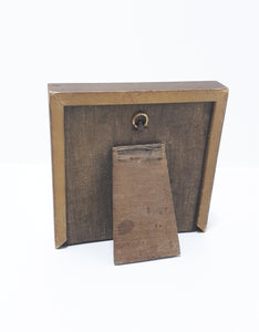 Vintage Small Square Wood Standing Photo Frame