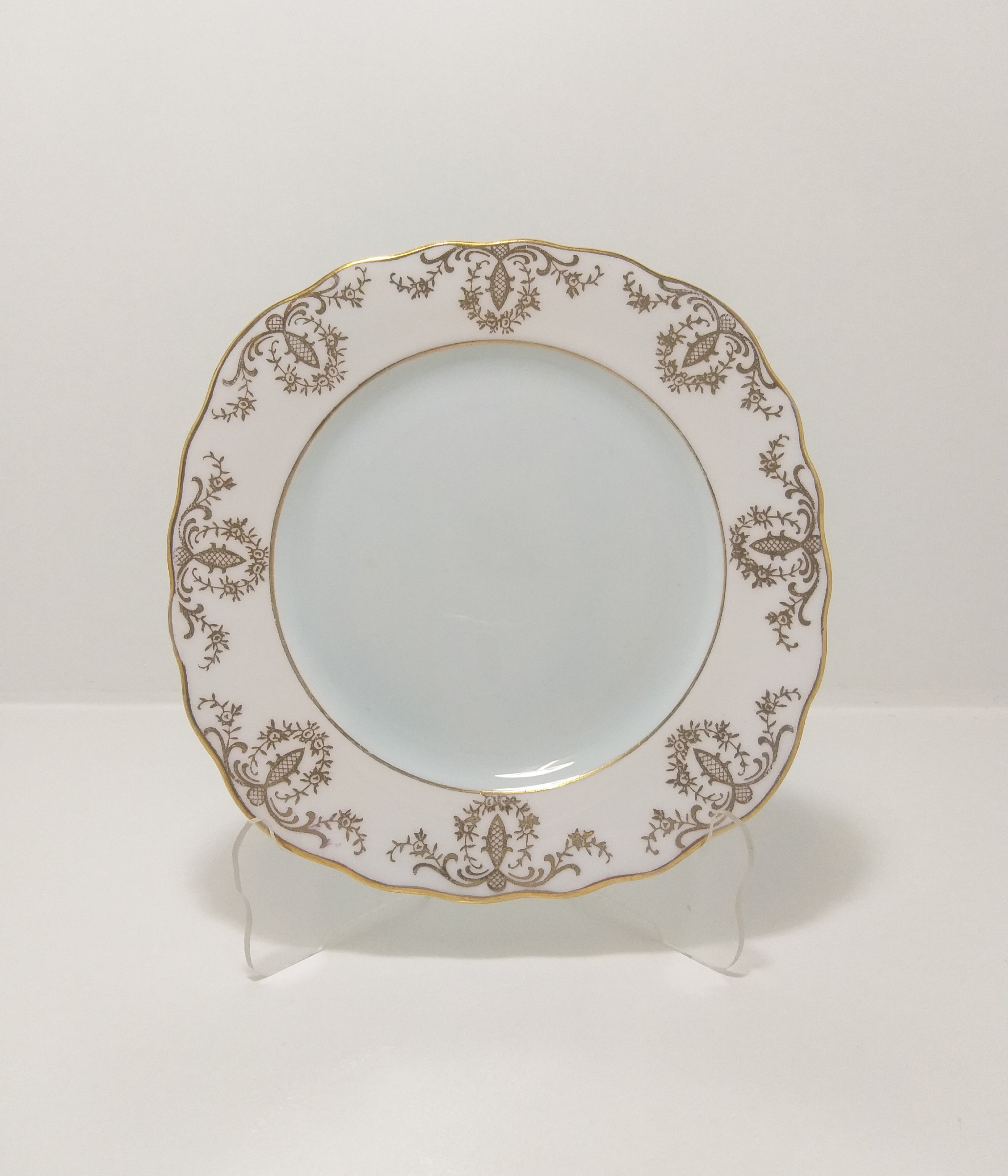 Vintage (1960’s) Pastel Blue, White & Gold Royal Vale Tea Plate– Pattern No. 7355