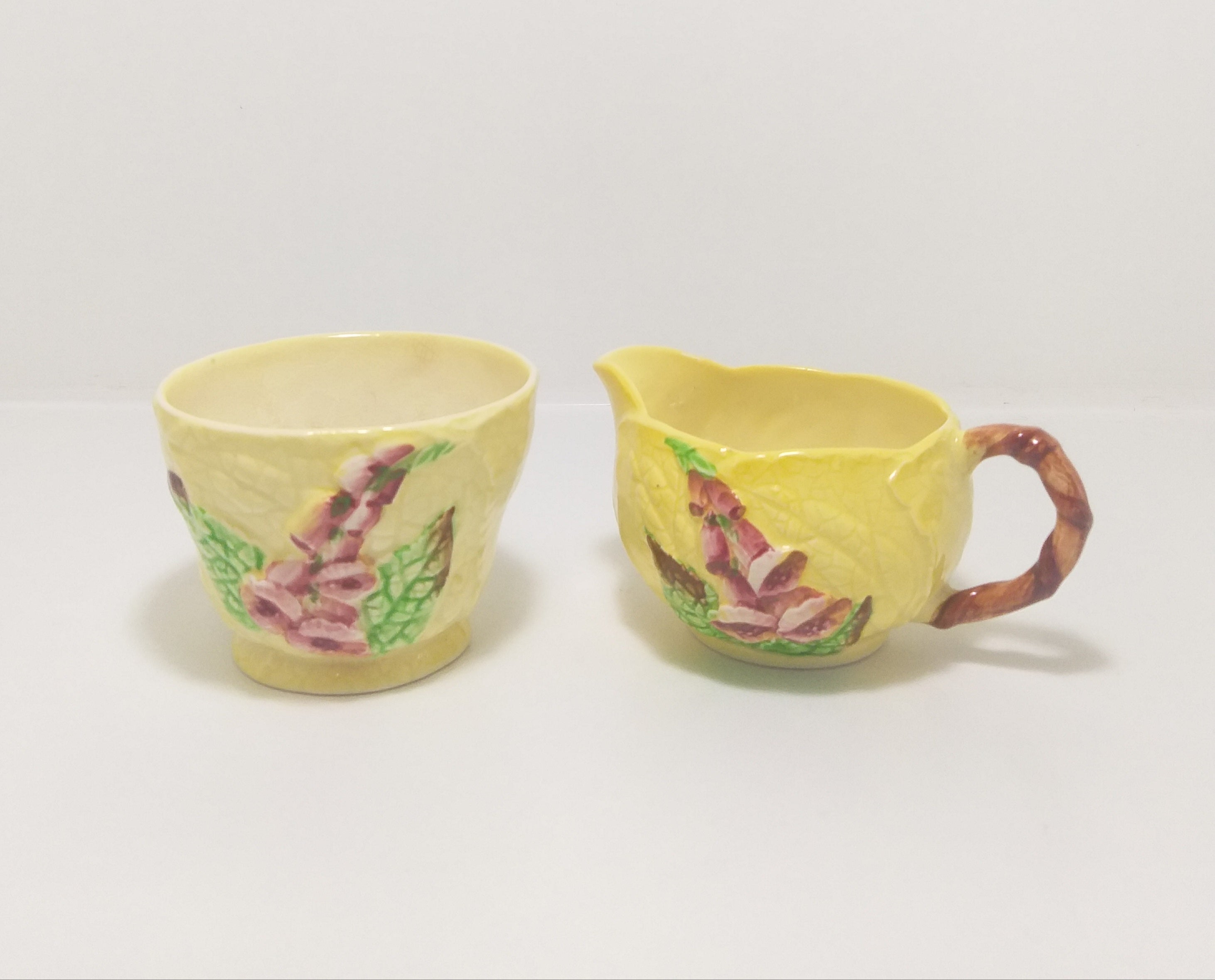 1950’s Vintage Carlton Ware Creamer & Open Sugar Bowl – Foxglove Design