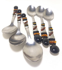 Contemporary Set Of 6 African Designer Stainless Steel Tea Spoons
