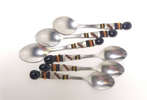 Contemporary Set Of 6 African Designer Stainless Steel Tea Spoons