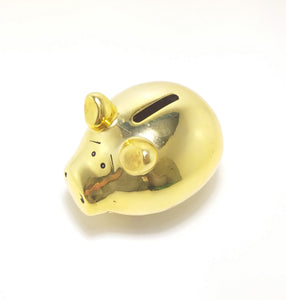 Gorgeous Little Fat Porcelain Piggy Bank - Gold