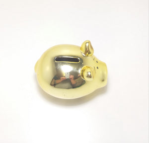 Gorgeous Little Fat Porcelain Piggy Bank - Gold