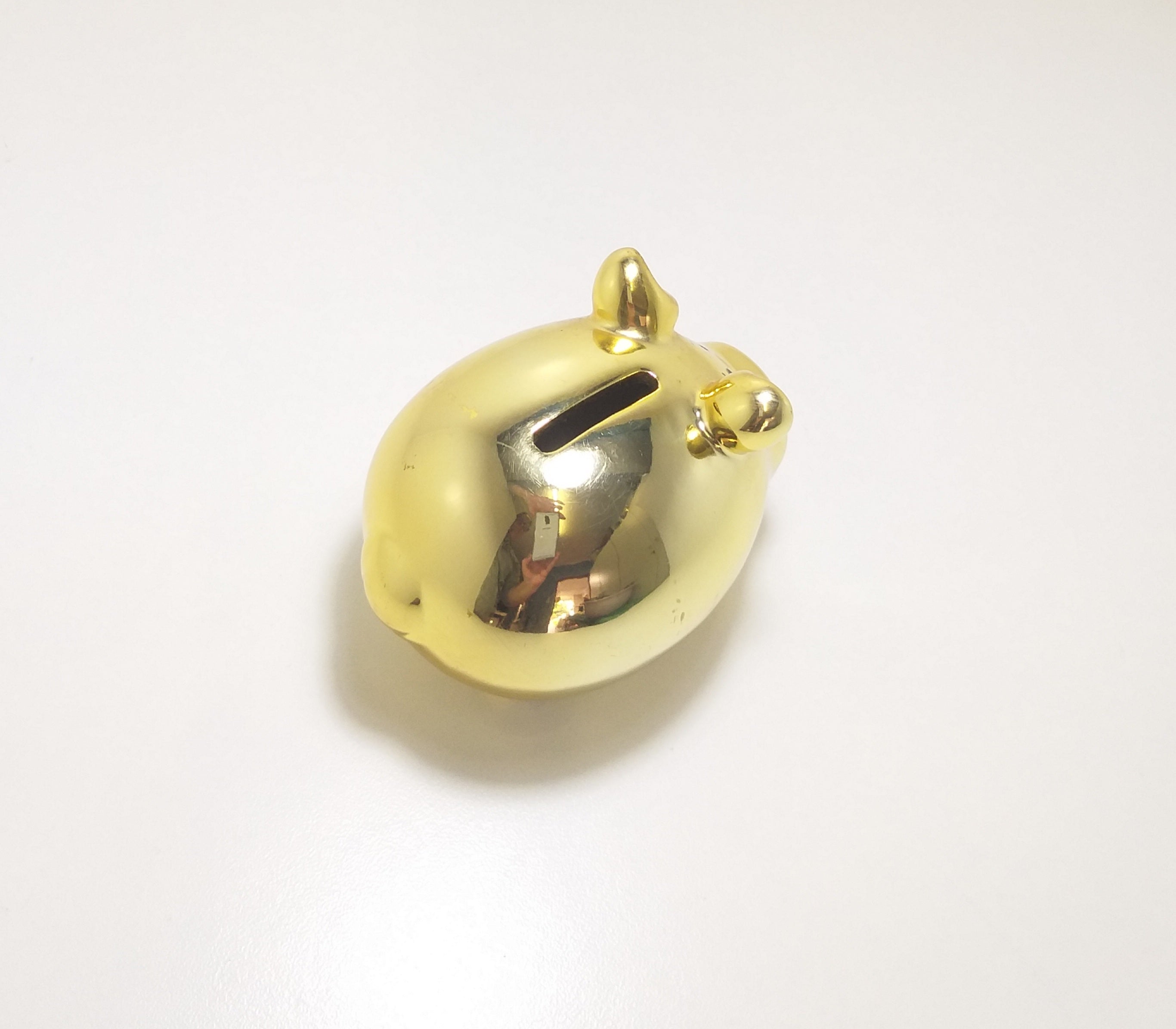 Gorgeous Little Fat Porcelain Piggy Bank - Gold