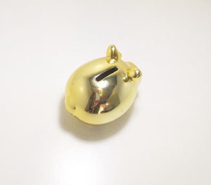 Gorgeous Little Fat Porcelain Piggy Bank - Gold