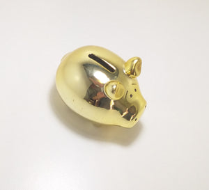 Gorgeous Little Fat Porcelain Piggy Bank - Gold