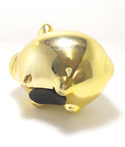 Gorgeous Little Fat Porcelain Piggy Bank - Gold