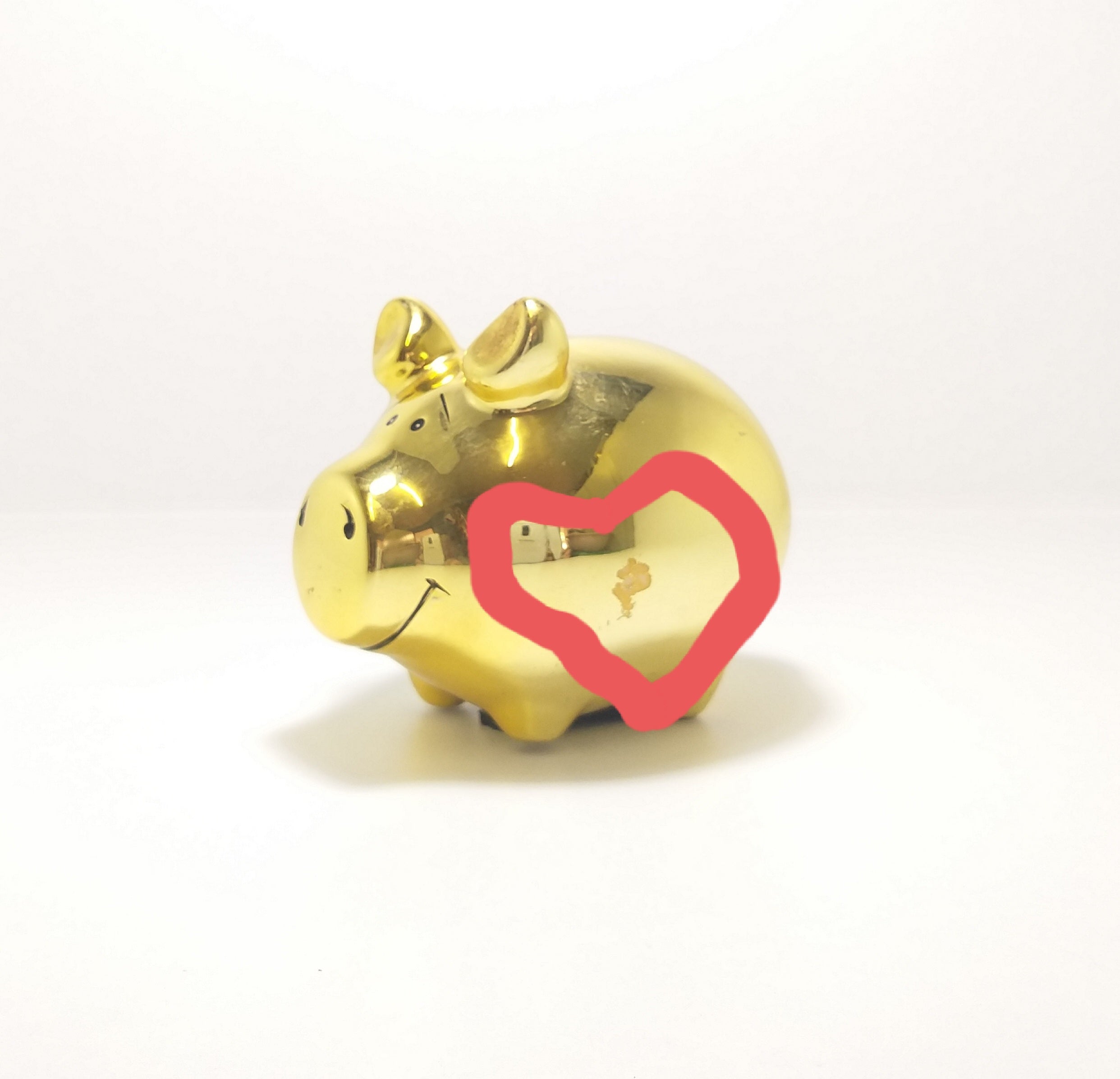 Gorgeous Little Fat Porcelain Piggy Bank - Gold