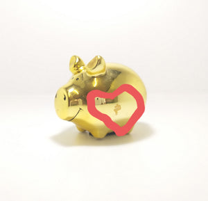 Gorgeous Little Fat Porcelain Piggy Bank - Gold