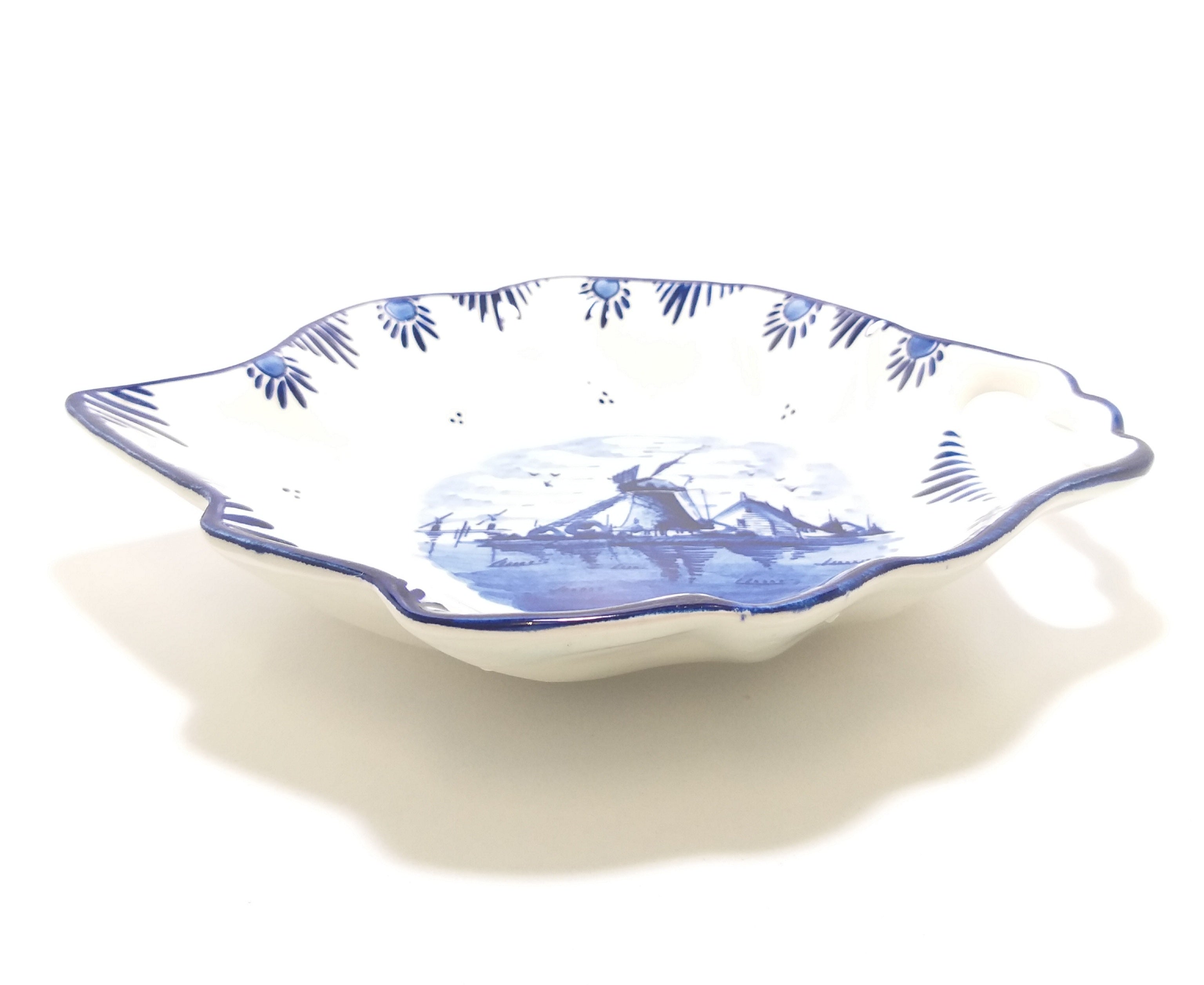 Blue & White Hand Painted Delft Bowl With Handle