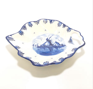 Blue & White Hand Painted Delft Bowl With Handle