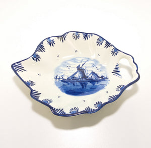 Blue & White Hand Painted Delft Bowl With Handle