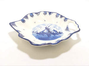Blue & White Hand Painted Delft Bowl With Handle