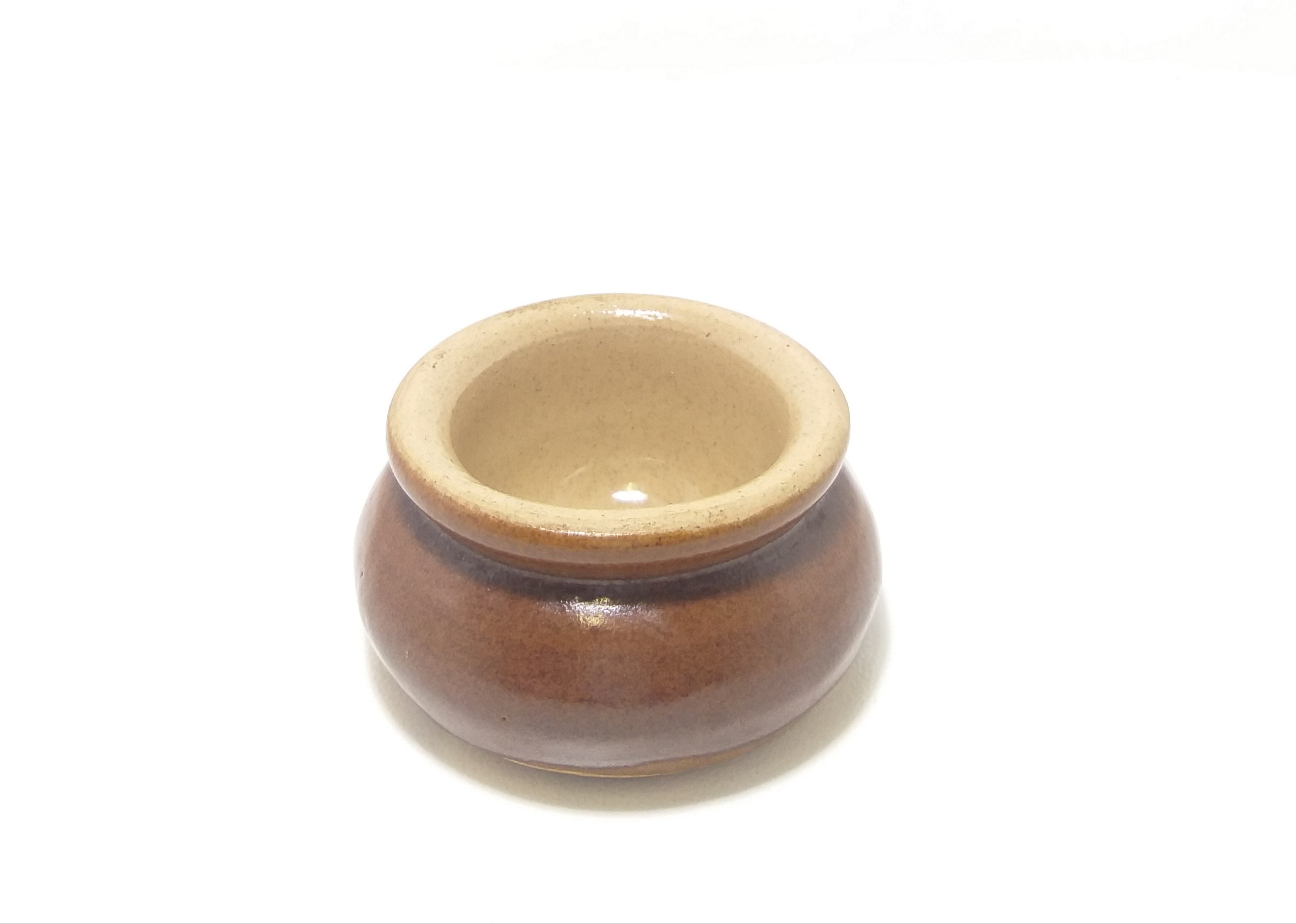 Collectable Vintage & Rare Small Pearsons Of Chesterfield Pottery Brownware Open Salt Pot