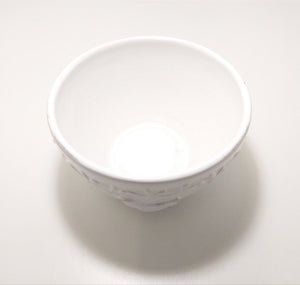 White Country House Bowl With Embossed Flower & Chicken Detail
