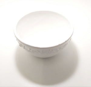 White Country House Bowl With Embossed Flower & Chicken Detail