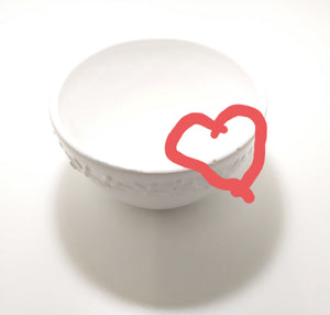 White Country House Bowl With Embossed Flower & Chicken Detail