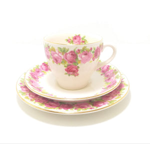 Vintage 1940’s Royal Doulton Fine Porcelain Tea Trio – Raby Rose Pattern D5533