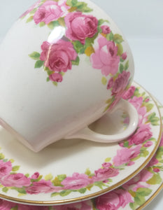 Vintage 1940’s Royal Doulton Fine Porcelain Tea Trio – Raby Rose Pattern D5533