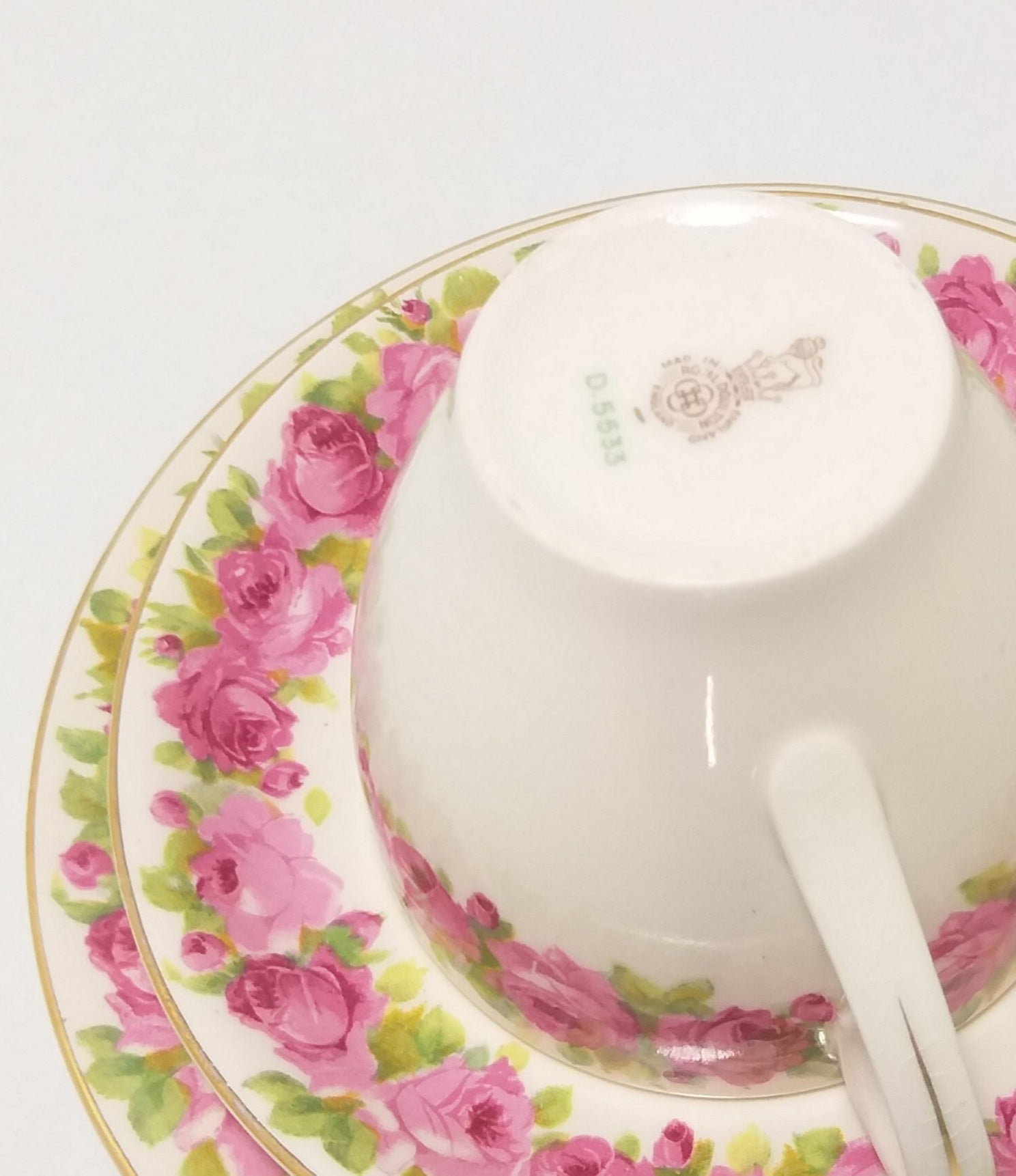Vintage 1940’s Royal Doulton Fine Porcelain Tea Trio – Raby Rose Pattern D5533