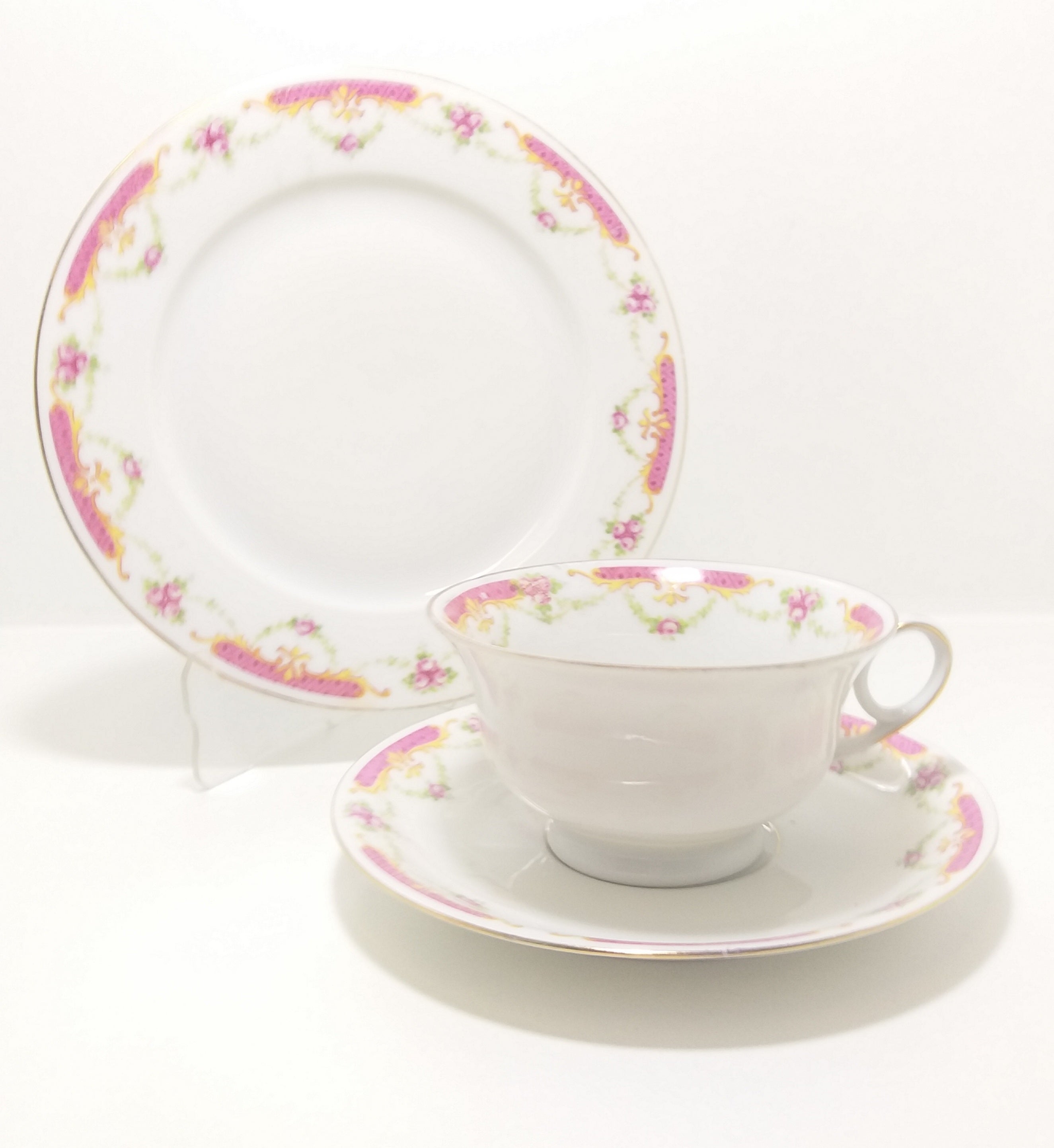 Rare Antique 1918+ MZ Altrohlau CM-R Czechoslovakian Fine Porcelain Tea Trio – Cup, Saucer & Tea Plate
