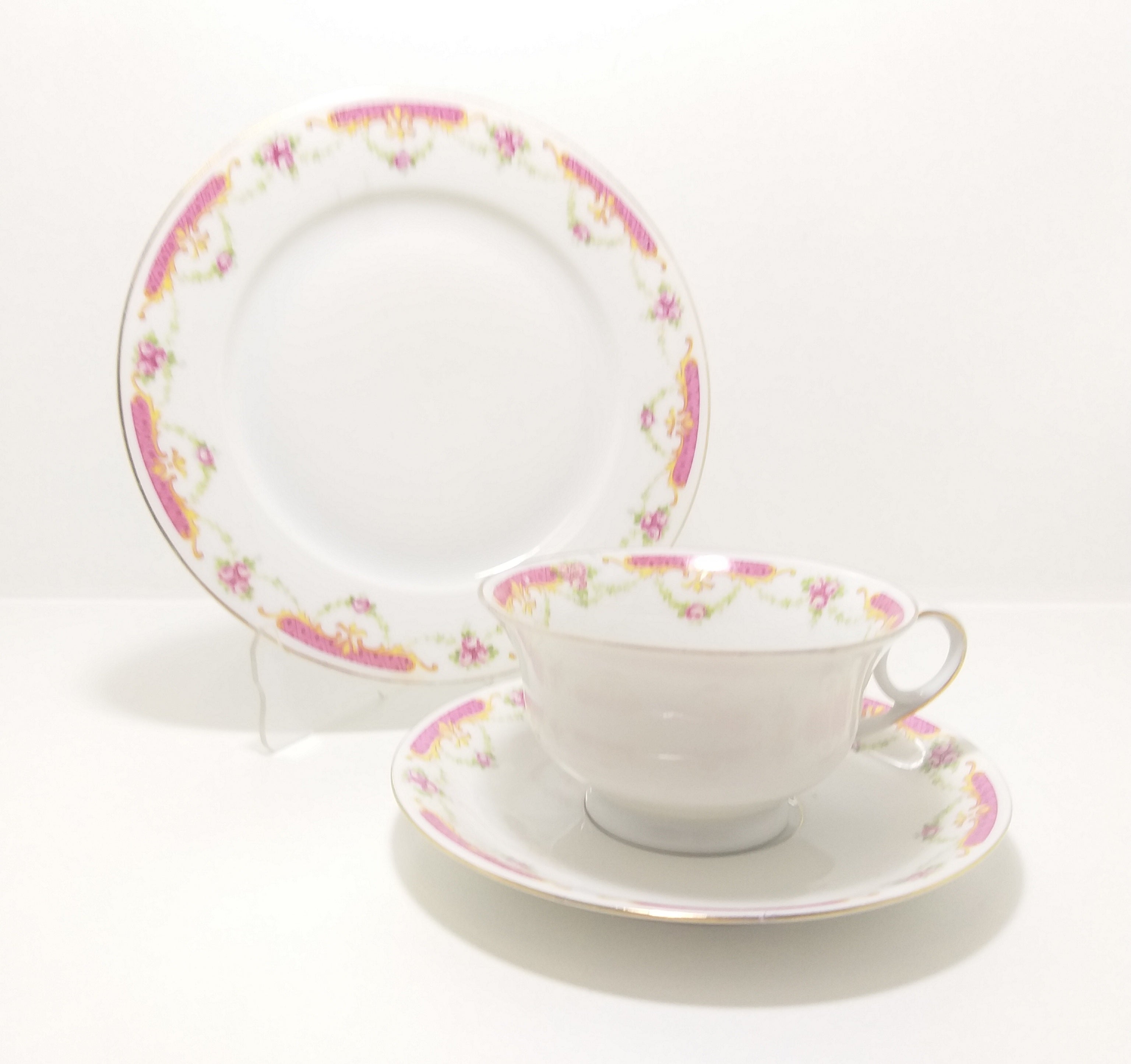Rare Antique 1918+ MZ Altrohlau CM-R Czechoslovakian Fine Porcelain Tea Trio – Cup, Saucer & Tea Plate