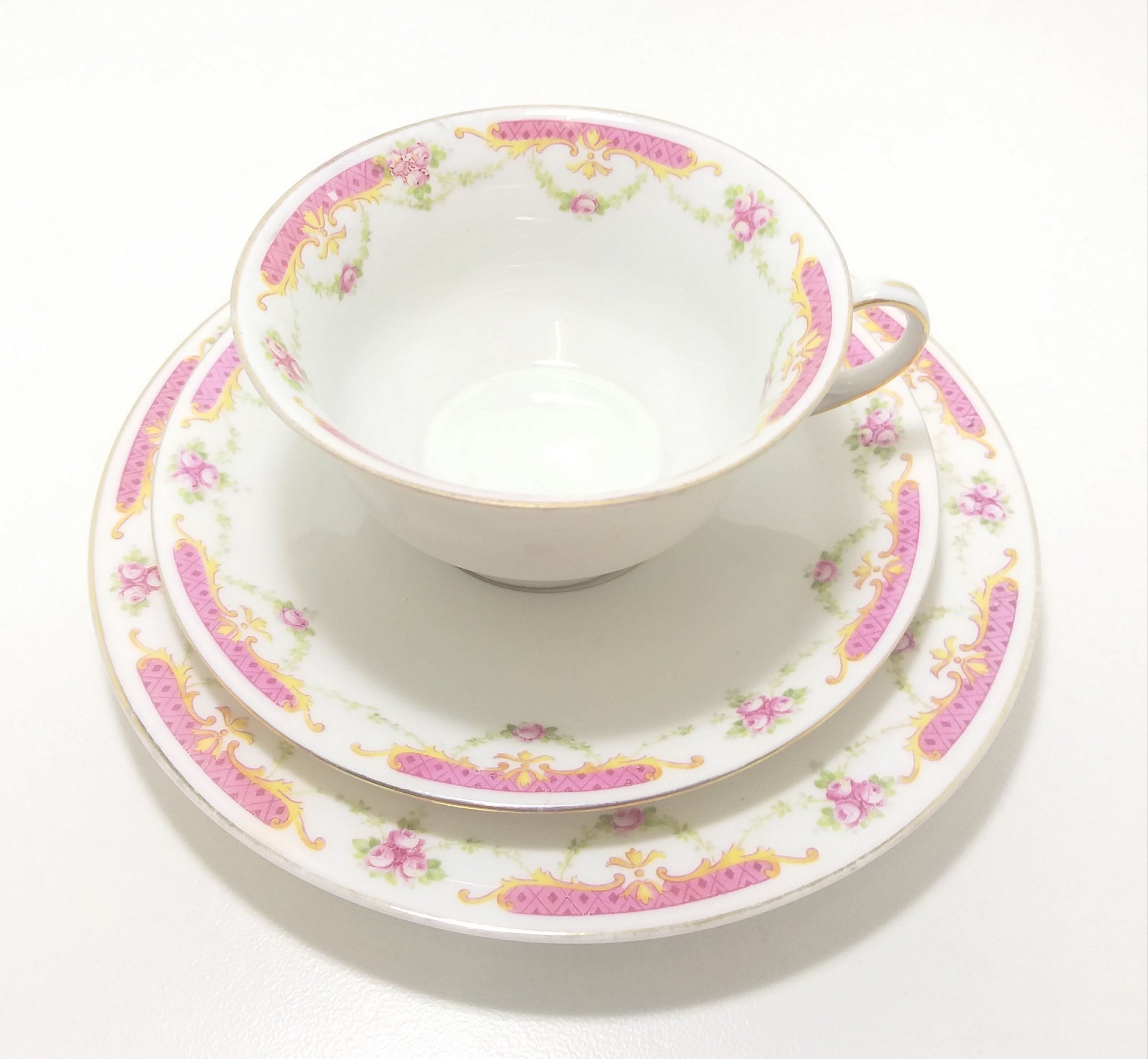 Rare Antique 1918+ MZ Altrohlau CM-R Czechoslovakian Fine Porcelain Tea Trio – Cup, Saucer & Tea Plate