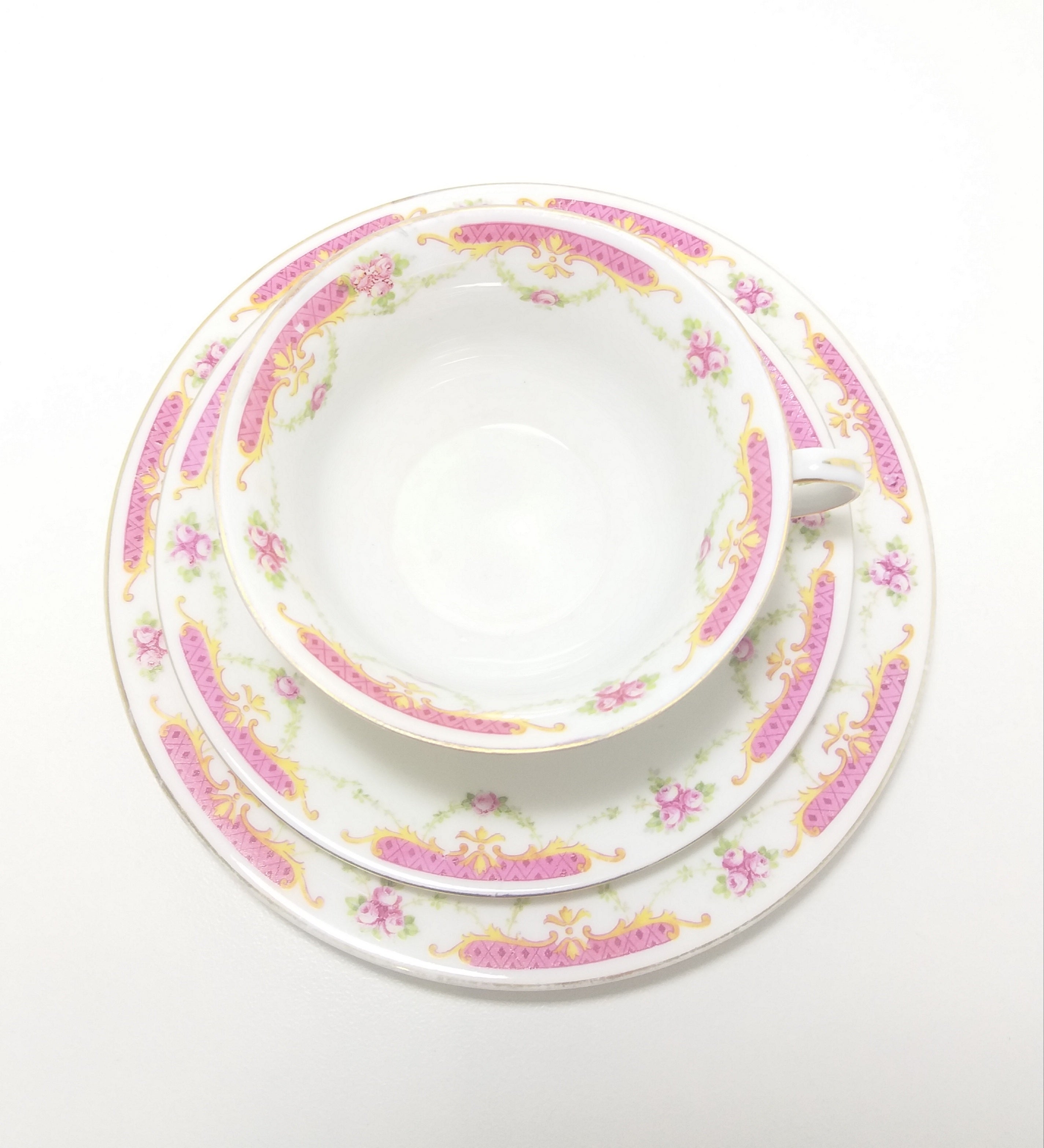Rare Antique 1918+ MZ Altrohlau CM-R Czechoslovakian Fine Porcelain Tea Trio – Cup, Saucer & Tea Plate