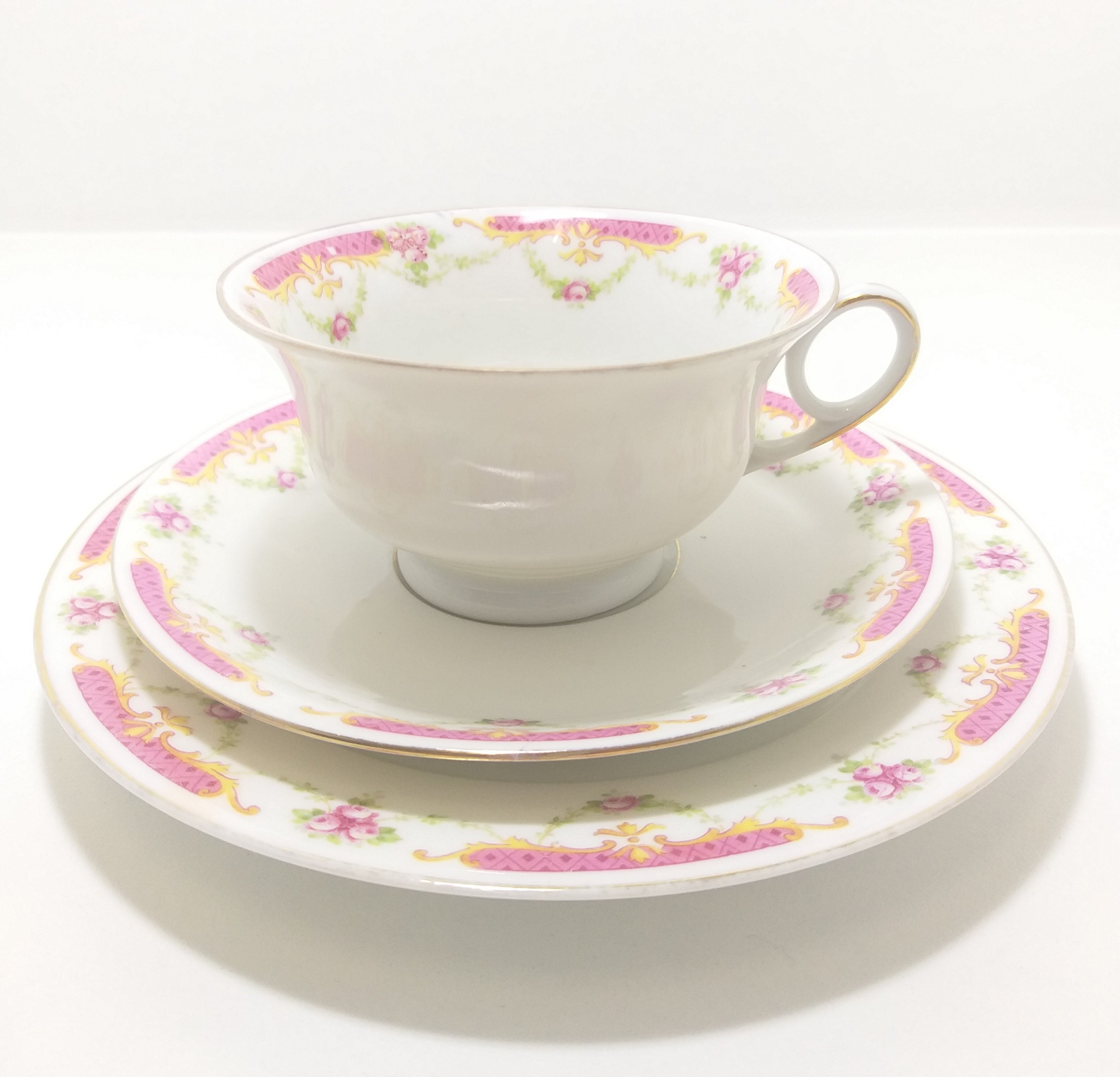 Rare Antique 1918+ MZ Altrohlau CM-R Czechoslovakian Fine Porcelain Tea Trio – Cup, Saucer & Tea Plate