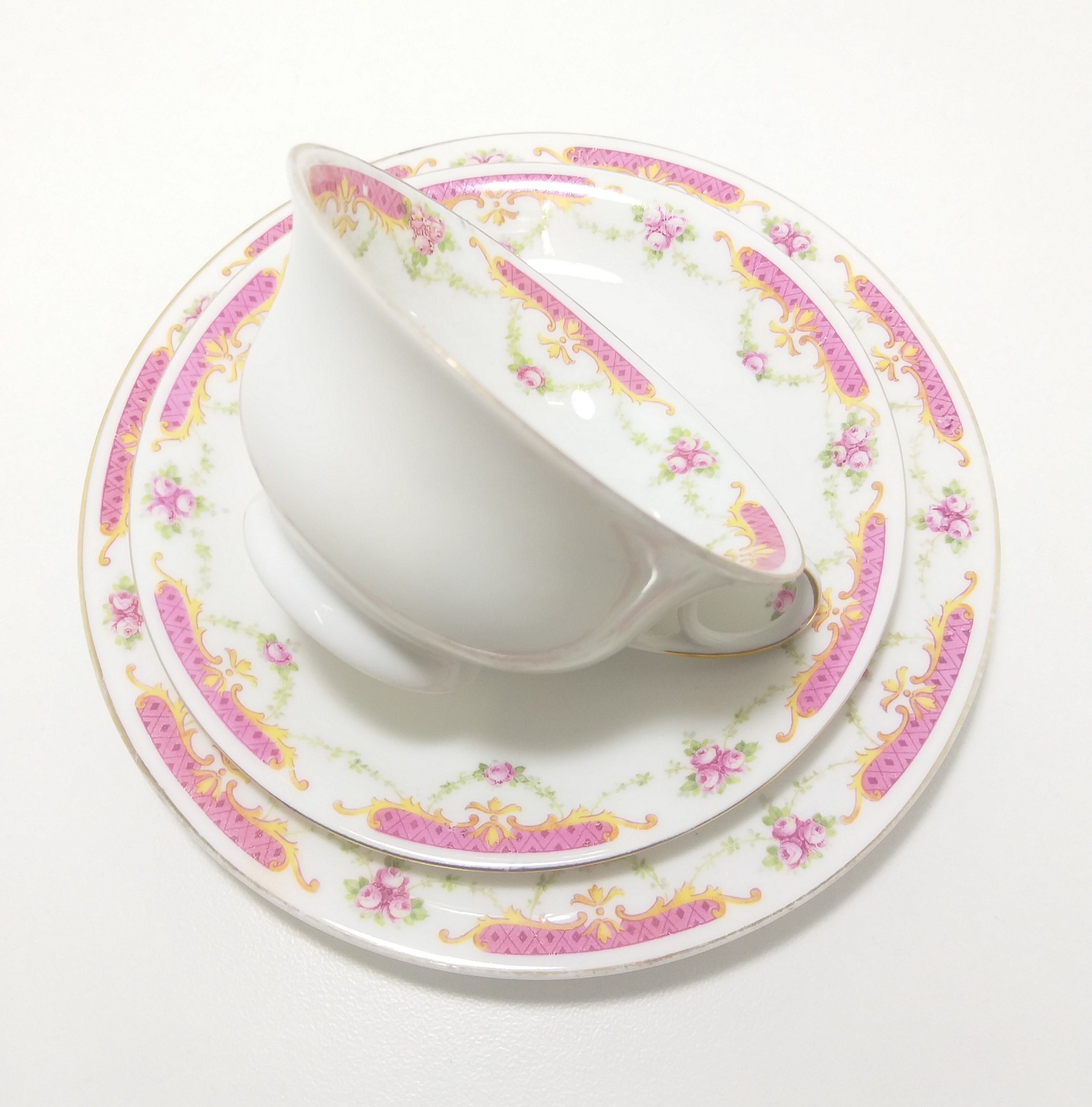 Rare Antique 1918+ MZ Altrohlau CM-R Czechoslovakian Fine Porcelain Tea Trio – Cup, Saucer & Tea Plate