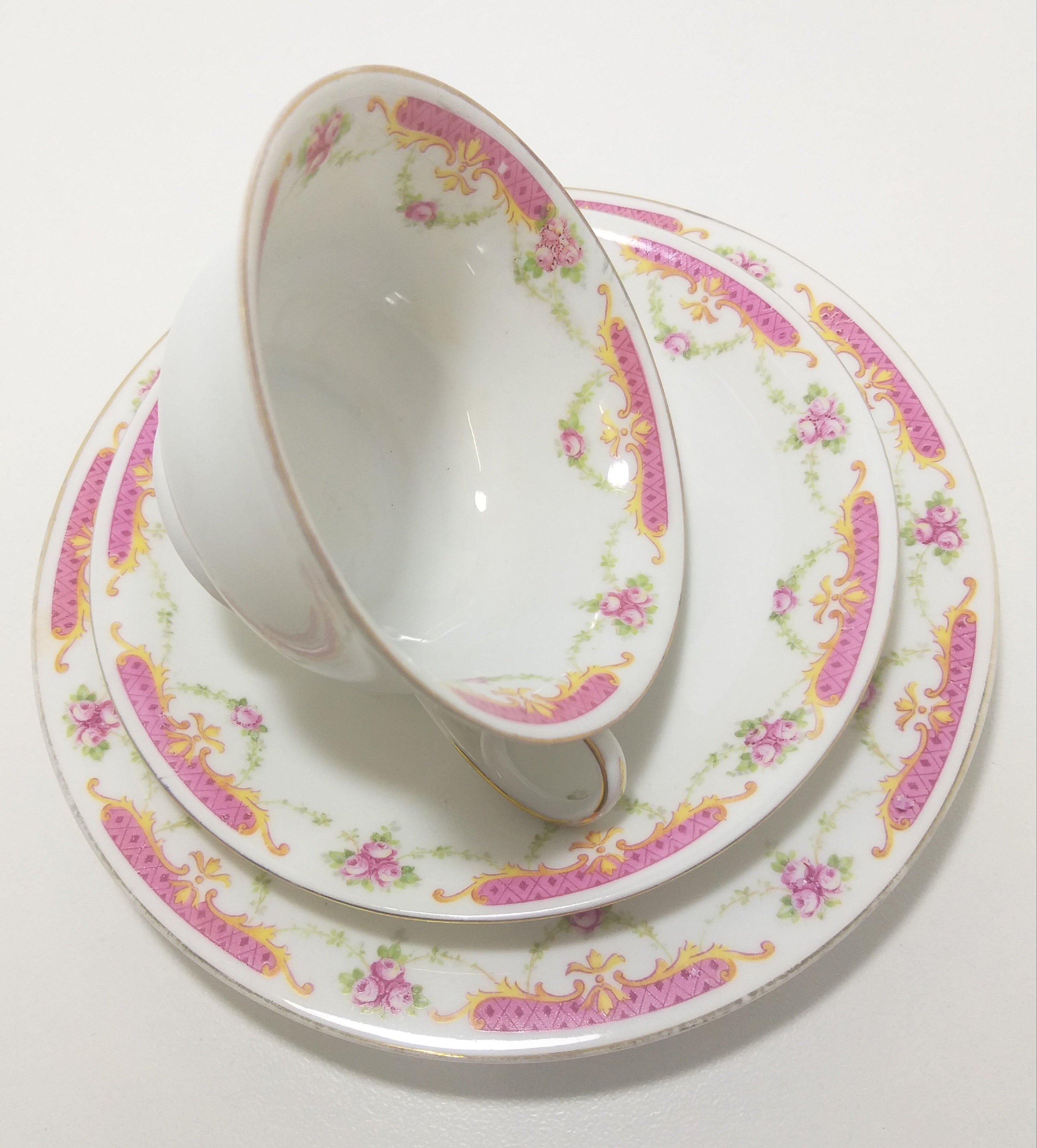 Rare Antique 1918+ MZ Altrohlau CM-R Czechoslovakian Fine Porcelain Tea Trio – Cup, Saucer & Tea Plate