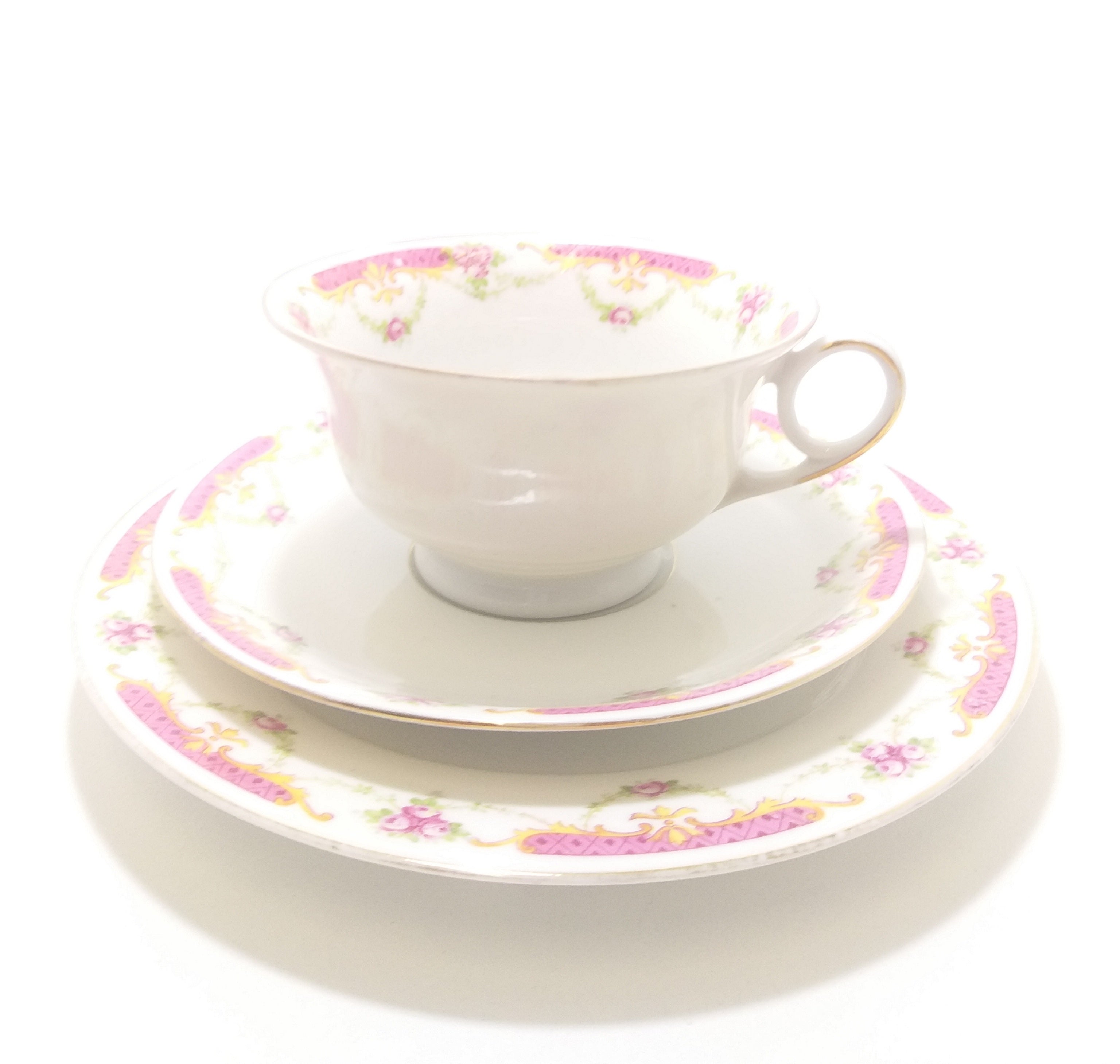 Rare Antique 1918+ MZ Altrohlau CM-R Czechoslovakian Fine Porcelain Tea Trio – Cup, Saucer & Tea Plate